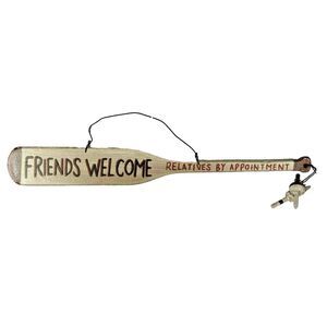 Boat Oar Bobber Wood Ornament FRIENDS WELCOME RELATIVES BY APPOINTMENT Gift NEW